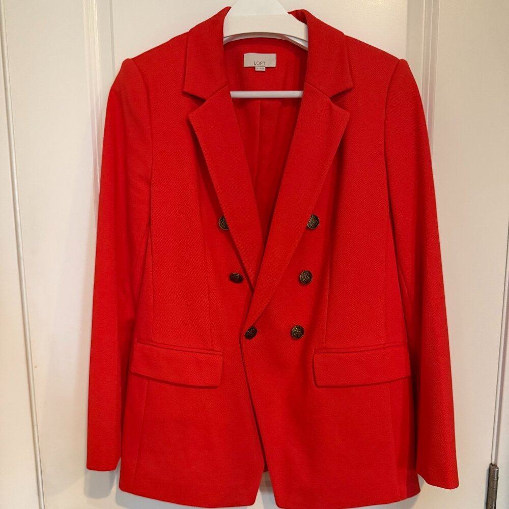 Like New Loft Double-Breasted Red Blazer - Size 10